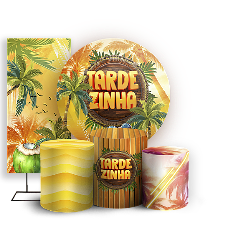 Capas Painel Redondo Trio Cilindro e Faixa Lateral Sublimado - Tardezinha