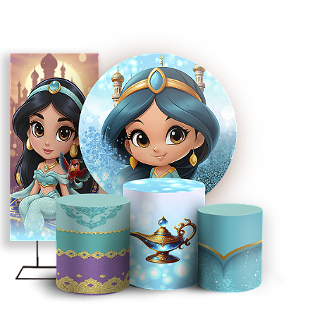 Capas Painel Redondo Trio Cilindro e Faixa Lateral Sublimado - Jasmine