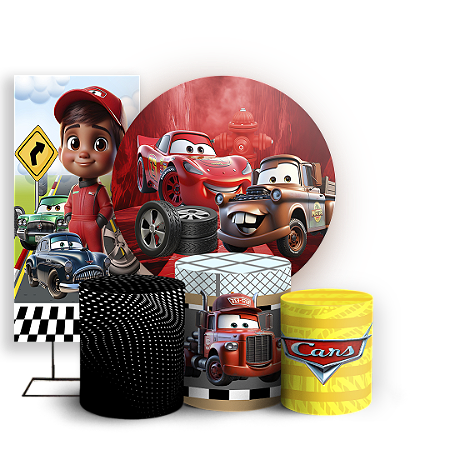 Capas Painel Redondo Trio Cilindro e Faixa Lateral Sublimado - Carros