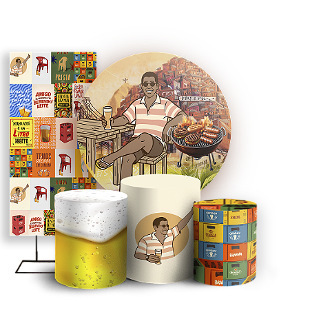 Capas Painel Redondo Trio Cilindro e Faixa Lateral Sublimado - Boteco Zeca