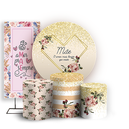 Capas Painel Redondo Trio Cilindro e Faixa Lateral Sublimado - Mãe