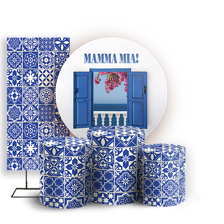 Capas Painel Redondo Trio Cilindro e Faixa Lateral Sublimado - Grécia