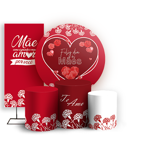 Capas Painel Redondo Trio Cilindro e Faixa Lateral Sublimado - Dia das Mães