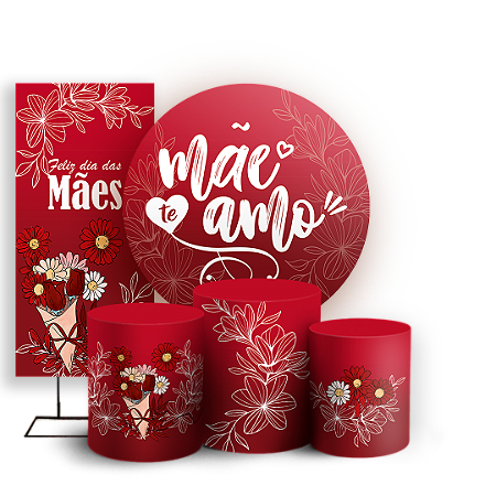 Capas Painel Redondo Trio Cilindro e Faixa Lateral Sublimado - Dia das Mães