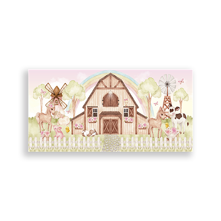 Capa Painel Retangular Sublimado - Fazendinha Rosa