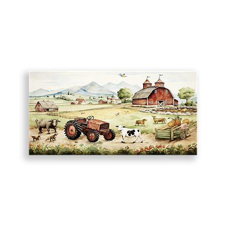 Capa Painel Retangular Sublimado - Fazendinha Aquarela