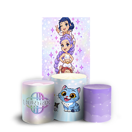 Capas Faixa Lateral e Trio Cilindro Sublimado Vest Facil - K-Pop Aquarela