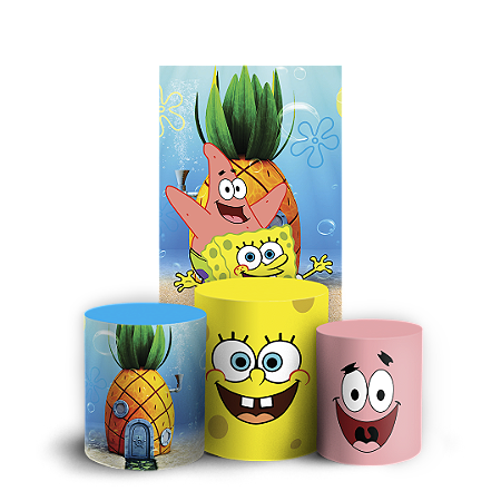 Capas Faixa Lateral e Trio Cilindro Sublimado Vest Facil - Bob Esponja