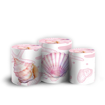 Capas Trio Cilindro Sublimado Vest Facil - Fundo do Mar Conchas