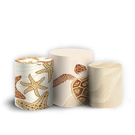 Capas Trio Cilindro Sublimado Vest Facil - Fundo do Mar Conchas