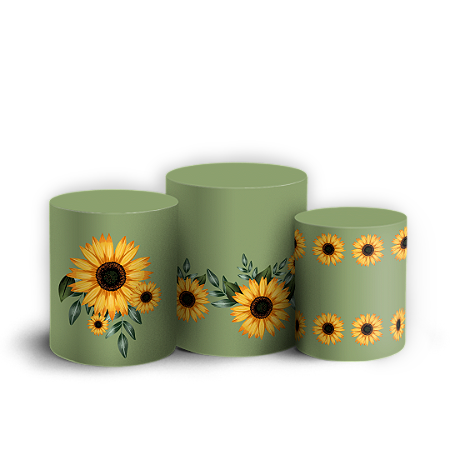 Capas Trio Cilindro Sublimado Vest Facil - Girassol Floral
