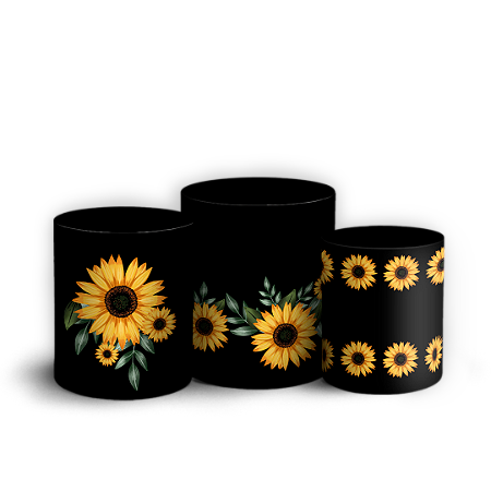 Capas Trio Cilindro Sublimado Vest Facil - Girassol Floral