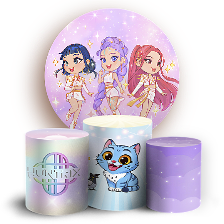 Capas Painel Redondo e Trio Cilindro Sublimado - K-Pop Aquarela