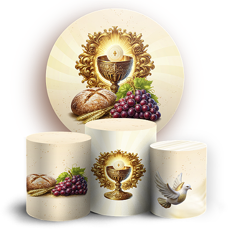 Capas Painel Redondo e Trio Cilindro Sublimado - Eucaristia