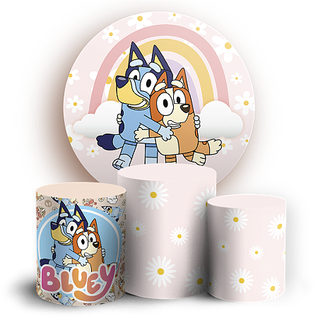 Capas Painel Redondo e Trio Cilindro Sublimado - Bluey