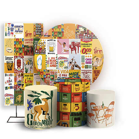 Capas Painel Redondo Trio Cilindro e Faixa Lateral Sublimado - Brasilidade