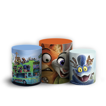Capas Trio Cilindro Sublimado Vest Facil - Zootopia