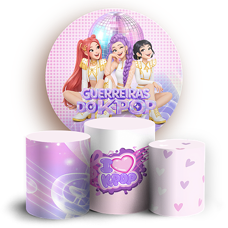 Capas Painel Redondo e Trio Cilindro Sublimado - Guerreiras Do K-Pop