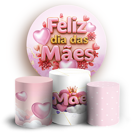 Capas Painel Redondo e Trio Cilindro Sublimado - Dia Das Mães