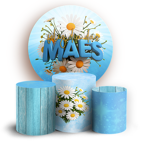 Capas Painel Redondo e Trio Cilindro Sublimado - Dia Das Mães