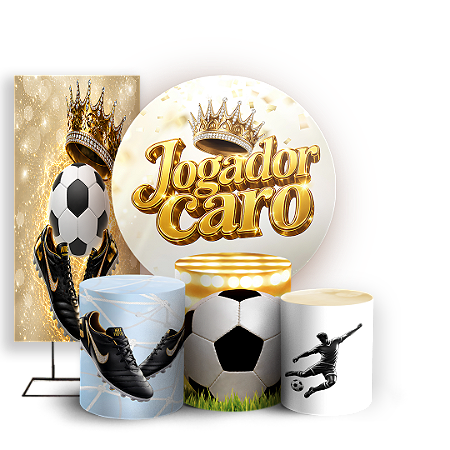 Capas Painel Redondo Trio Cilindro e Faixa Lateral Sublimado - Futebol Jogador Caro