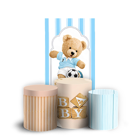 Capas Faixa Lateral e Trio Cilindro Sublimado Vest Facil - Ursinho Baby Futebol