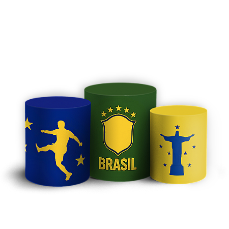 Capas Trio Cilindro Sublimado Vest Facil - Copa Do Mundo Brasil
