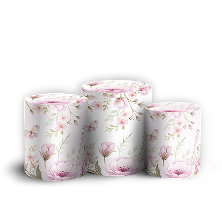 Capas Trio Cilindro Sublimado Vest Facil - Jardim Rosa
