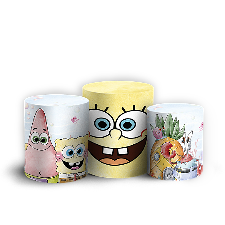 Capas Trio Cilindro Sublimado Vest Facil - Bob Esponja