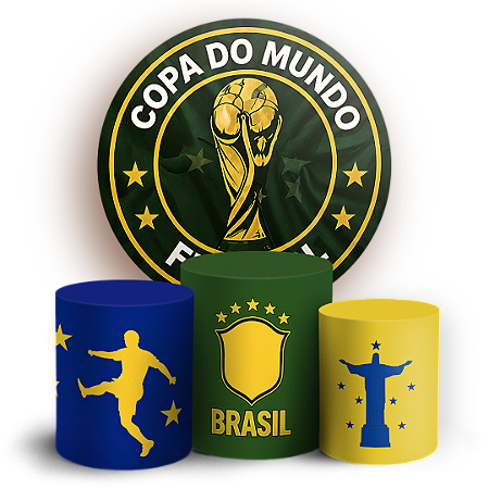 Capas Painel Redondo e Trio Cilindro Sublimado - Copa Do Mundo Brasil
