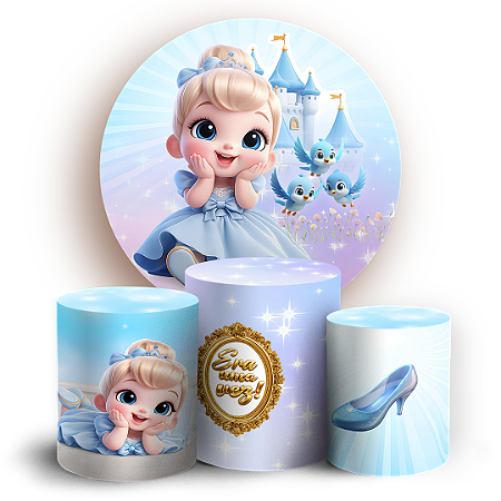 Capas Painel Redondo e Trio Cilindro Sublimado - Cinderel