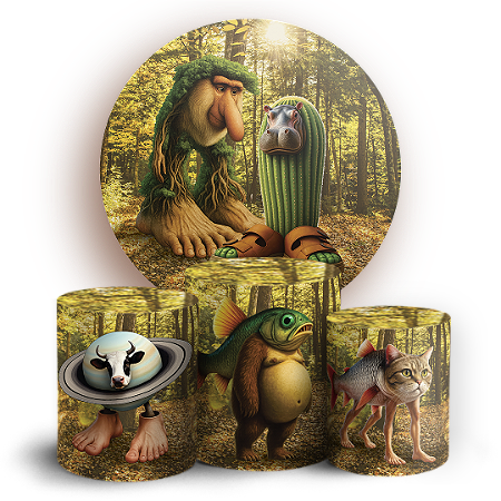 Capas Painel Redondo e Trio Cilindro Sublimado - Brainrot