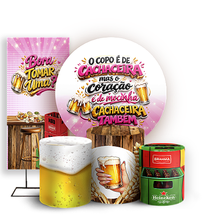 Capas Painel Redondo Trio Cilindro e Faixa Lateral Sublimado - Copo De Mocinha Cerveja