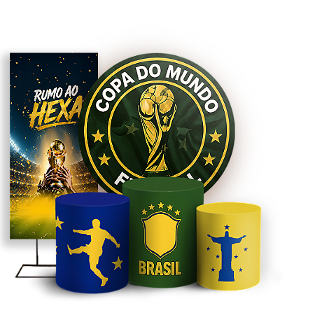 Capas Painel Redondo Trio Cilindro e Faixa Lateral Sublimado - Copa Do Mundo Brasil