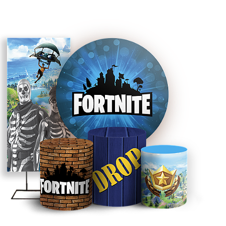 Capas Painel Redondo Trio Cilindro e Faixa Lateral Sublimado - Fortnite