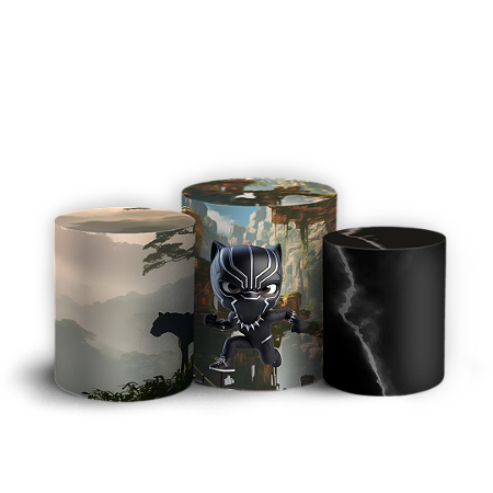 Capas Trio Cilindro Sublimado Vest Facil - Herois Pantera Negra