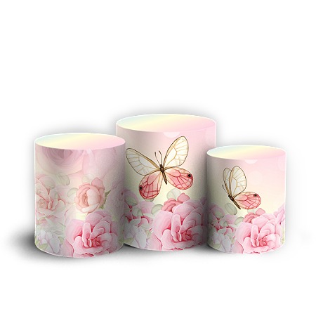 Capas Trio Cilindro Sublimado Vest Facil - Borboleta