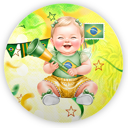 Capa Painel Redondo Sublimado - Brasil Copa do Mundo Baby