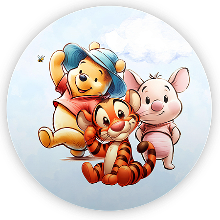 Capa Painel Redondo Sublimado - Ursinho Pooh