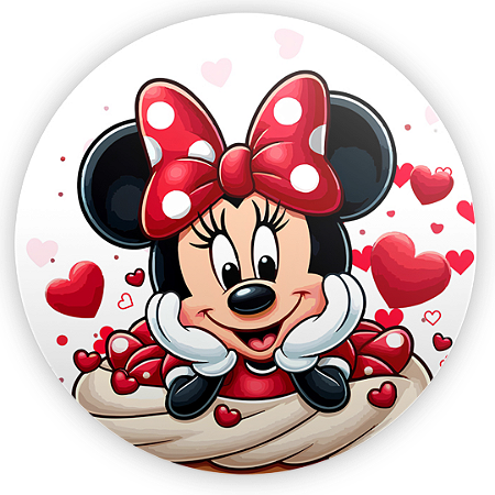 Capa Painel Redondo Sublimado - Minnie