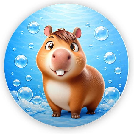 Capa Painel Redondo Sublimado - Capivara Azul