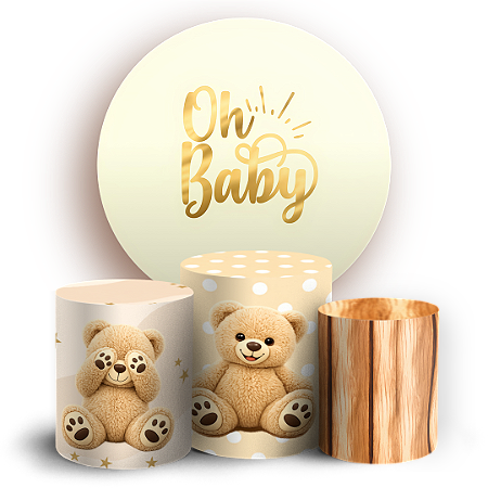 Capas Painel Redondo e Trio Cilindro Sublimado - Ursinho Oh Baby