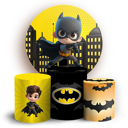Capas Painel Redondo e Trio Cilindro Sublimado - Herois Batman