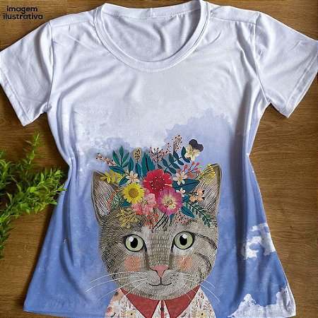 Tshirt Babylook Cat Floral