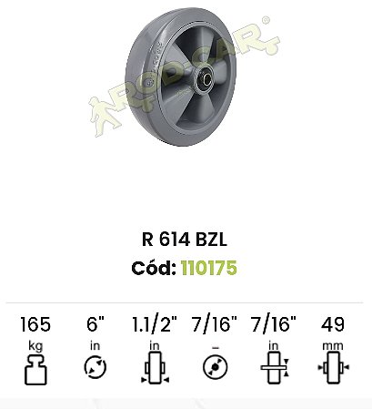 Roda para rodízio 614 bzl