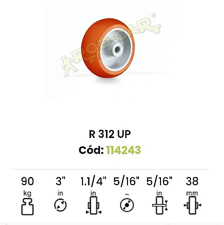 Roda para rodízio 312 up