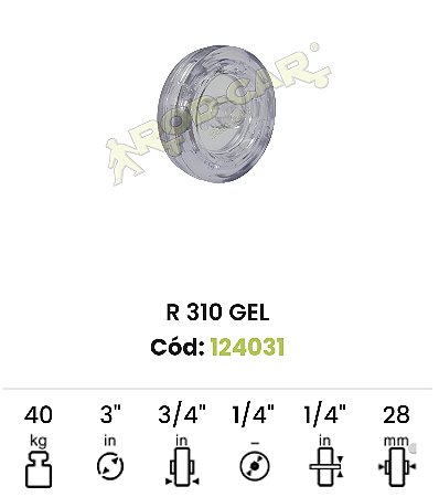 Roda para rodízio 310 gel