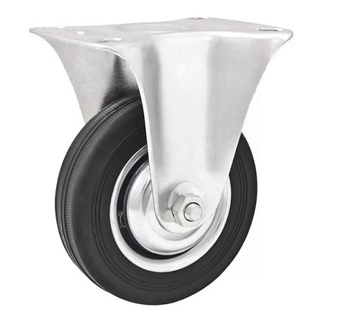 Rodizio Fixo 4"- 101mm Leve Preto com Roda de Borracha Capacidade 60 kgf Vonder