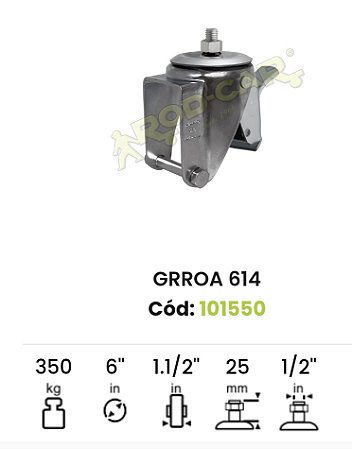 Garfo rodizio 614 grroa giratorio c/ espiga roscada 350kg