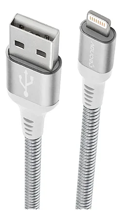 Cabo USB Para Lightning 1M Aço Cromado - Geonav